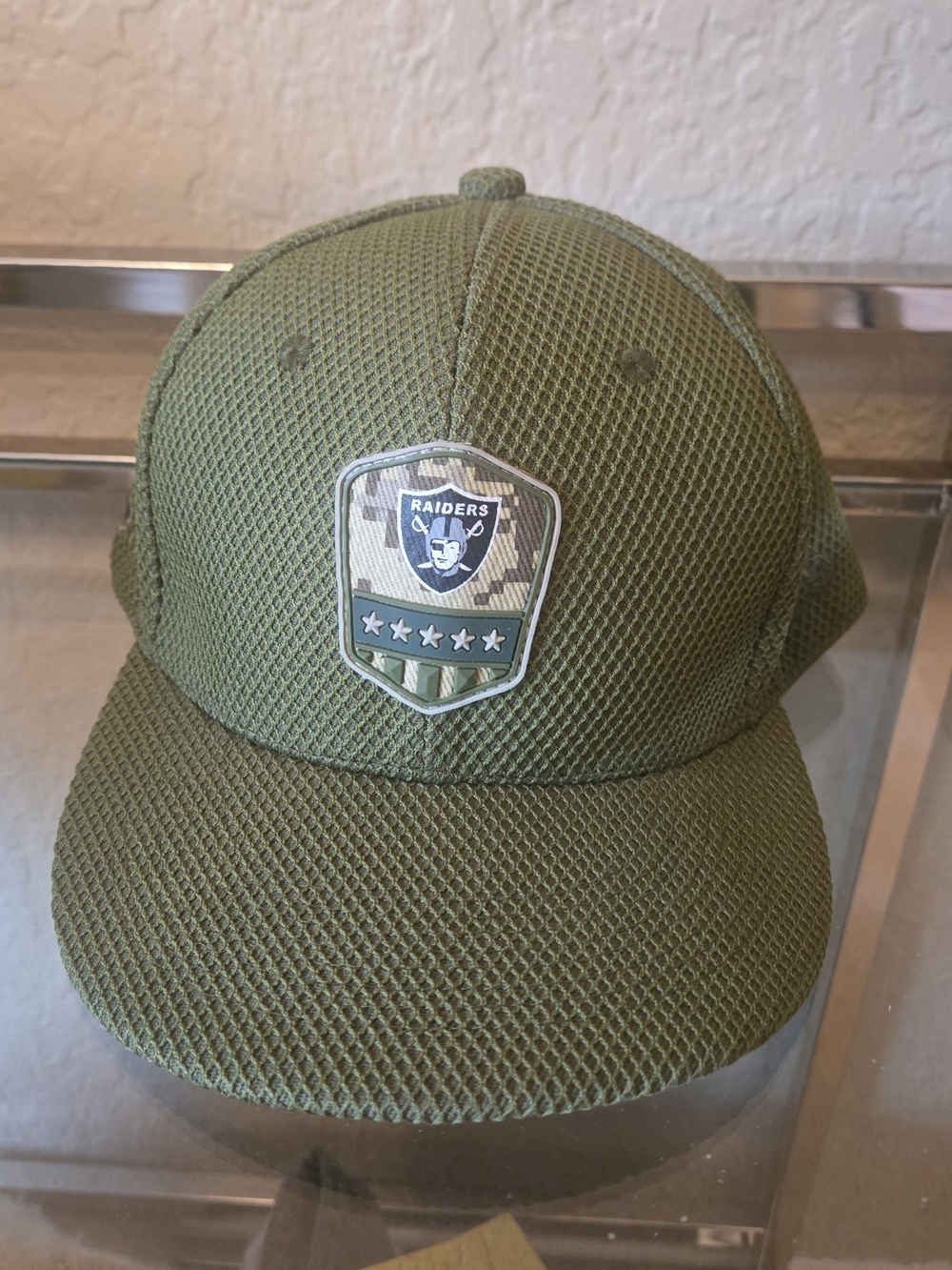 Raee Olive Mesh Baseball Cap with Raiders Shield Patch